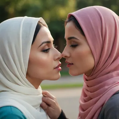 hijab woman, psjwlxlflux, lesbian kissing