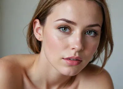 The face follows a harmonious oval shape with balanced horizontal and vertical symmetry. High cheekbones create natural contouring, while the forehead occupies one-third of the facial height. Eyes are set exactly one eye-width apart, almond-shaped, and framed by symmetrical eyebrows that follow the orbital bone structure. The nose width matches the distance between the inner eye corners, and the philtrum, (nose-to-lip distance), measures 1.0–1.2 cm. Lips adhere to the golden ratio—the lower lip 1.6 times fuller than the upper. The jawline angles at 120–130 degrees, and the face divides into three equal vertical zones, hairline to brows, brows to nose base, and nose base to chin.
The body stands at a proportional 7.5–8 head-heights. Shoulders are slightly wider than hips, (by 2–3 cm), with a waist-to-hip ratio of 0.7—typically a 60–90 cm difference. Legs compose 51–53% of total height. The neck circumference equals twice the wrist circumference. Muscle tone is refined yet defined, a natural spinal curve postured elegantly, a toned abdominal core, and limbs that are slender but strong. Movements are fluid—feet align straight when walking, arms swing naturally, and the neck turns gracefully. Every curve follows the golden ratio, blending mathematical precision with organic grace.
Possessing striking facial features with perfect symmetry.Flawless skin, piercing gaze, and a natural smile capable of conveying a full spectrum of emotions, from subtle mystery to open joy. Graceful posture and fluid movements create an aura of ease and confidence in every frame. A master of transformation, able to shift from delicate romance to bold modernity in seconds. Demonstrates an innate understanding of light and space, working effortlessly with any angle. Executes photographers' and stylists' visions with mathematical precision while maintaining creative vitality. Differently very sexy position bent over, A man is fucking a beautiful slim fit 20 years old woman, messy hair, ginger, freckles, small breasts, A-cup, narrow torso, on all fours, face down, she gets anal fucked from behind by a sexy man with a huge extremely wide and extremely long cock, bigger penis, doggy style, full bodies view, Accurate eyes. Realistic detailed eyes. Realistic skin texture. high quality, hyperrealistic, extremely detailed, high resolution, high resolution face, high resolution eyes, upass, 1girl, solo, pussy, hyperforeskin, sidedoggystyle, 1boy, ass, doggy, style, sex, front, view