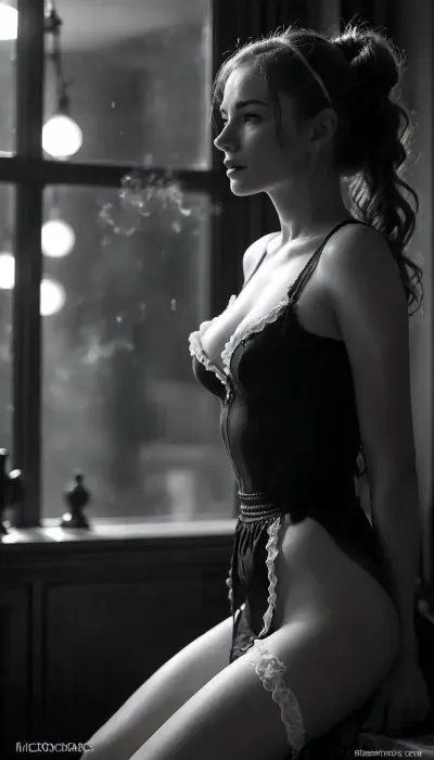 Police officer, 41 years, MILF, ginger, ponytail, sexual body, slut mimic, full body, night, in the park, sitting on a bench, masturbating, orgasm, tongue sticking out, fingering, pussy, muscular, (steam on mouth:1.4), seven inches penis, (standing up straight), excessive cum, dripping on to girl, cum, (looks with love and happy), (((profile view))), cum shooting, cum dripping, (((lace black housemaid clothes))), (woman 20yo kneeling), (woman looking up at man), (ban haircut), (((black silhouette))), (((monochrome:1.9))), heavy natural droplets breasts, (black background), backlight, style, hair, light, <lora:2FingersSDXL_v03:.5>, <lora:MJ52:1>, <lora:206223_training_data:2>