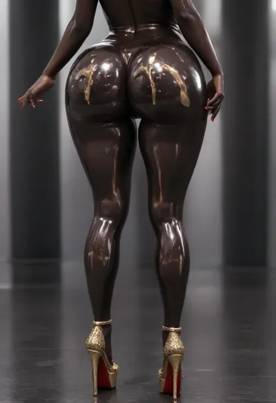 (clear image), photorealistic, high res, (black skin:3), full body in frame, perfect illumination, (manicure, long red nails), (extremely detailed, ultra realistic), best quality, focus on arms legs face, ultra-detailed, finely detail, (((massive HHH cup Breasts))), super shiny tits, erect nipples, long nipples, large areolas, long hair, perfect ass, shapely legs, long legs, legs are oiled, ass is oiled, boobs are oiled, belly is oiled, face is oiled, The girl has big plump lips on her face that shine and reflect the light, ((makeup:1.5), long blue eyelashes, olive eye shadow with sequins), (high-quality facial treatment:1.3), large plump lips bimbo in red lipstick with a glossy wide pink outline and a slightly open mouth, (hairstyle with five pigtails straight bangs of blue with sequins:1.2), pupil eyes like a snake, (milky mucus is flowing from the pussy:1.2), Aesthetic, Nail, <lora:1487106_training_data:.8>