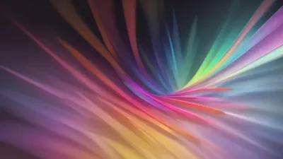 black background, full-body multi-colored gradient