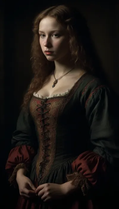 The lady with the camellias, chubby, painting, (style of Albrecht Durer:1.8), LindaBlairSDXL, <lora:dark:.8>, <lora:LindaBlairSDXL:.8>