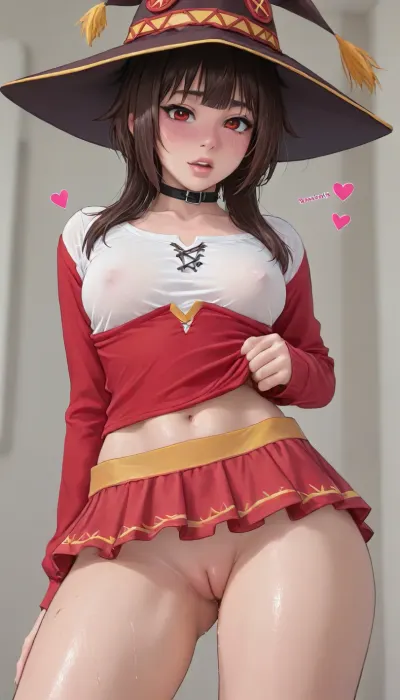 Melkor Mancin style, null art, intricately detailed, ultra quality, ultra detail.
BREAK, (Megumin:1.4), (looking back at viewer:1.5), .
BREAK, (super girly and fuckable:1.4), (large voluptuous breasts:1.3), thick thighs, (tidy godpussy:1.4), (sexy eyes:1.4), (hypnotizing eyes:.8), (perfect full lips:1.2), (raised eyebrows:1.2), (adorably flustered and worried:.8), (heart love:1.5), (moaning:1.2), (blushing:1.2), (seductive expression:2), (flirtatiously asking viewer to pleasure her:1.5), (she is adorably sexy and has an insatiable erotic desire:2), (sweaty:1.8), choker, (shirt:1.1), slutty microskirt.
BREAK, (in splits:1.5), (low side view:1.4), igbaddie, <lora:cartoon_stickers_xl_v1:1.3>, <lora:ratatatat74-000050:2>, <lora:igbaddie-XL:2>