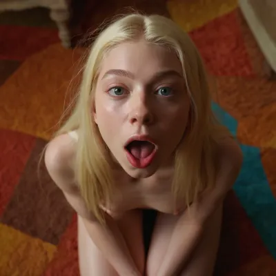 looks like hunter schaffer, slave begging for food, skinny scared, submissive, on all fours, looking at viewer, colorful, view from above, over 18, mouth open tongue sticking out, better hair, cute