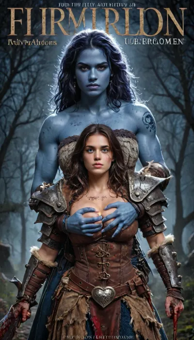 female drow elf barbarian, (dark night blue skin:1.82), tall, angry, busty, curvy, thin waist, big boobs, big butt, slim, athletic, fit, vitiligo, strong, (wearing Drizzt Do'Urdens armor, with bear fur pelt, dungeons and dragons inspired chainmail, purplish blue skin, black and purple hair, Dark, Elf, Warrior, Drow, tattooed, scarred, purple eyes, uberfit, muscular, blue skin, amazon, giant, fur barbarian armor, bloody, blood spatter, bear, bear heart), Dark, Elf, Warrior, Drow, tattooed, scarred, purple eyes, uberfit, muscular, blue skin, amazon, giant, fur barbarian armor, bloody, blood spatter, bear, bear heart, zavy-brbrn, defeating a woman in combat, fighting, killing, blood, winning fight, magazine cover, Realism_Quality_2xx_By_Stable_Yogi, score_9, score_8_up, score_7_up, (((very pretty face:1.3))), (((extremely ultra detailed face:1.3))), perfect fingers and hands, upper body view, (extreme size difference:1.6), (ultra realistic), (maximum quality), (high resolution), (extreme detail), (ultra realism), UHD, super high quality, highly detailed, high resolution, perfect lighting, natural lighting, Uber realistic, ultra detailed, masterpiece, 35mm photograph, film, professional, 4k, hdr, photographic, ultra realistic, ultra high details, back light, (dynamic pose), (dynamic angle), (random angle), (random pose), (dynamic view), (random view), best quality, volumetric lighting, golden hour lighting, dramatic shadows, rich details, nature-inspired color palette, <lora:Dark_Elf_Warrior:2>, <lora:Drow:2>, <lora:uberfit_lora_sdxl:2>, <lora:zavy-brbrn-sdxl:2>, <lora:LCMTurboMix_Euler_A_fix:2>
