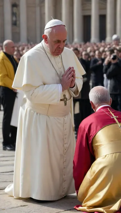The Pope praying on Easter Sunday in St. Peter's Square
