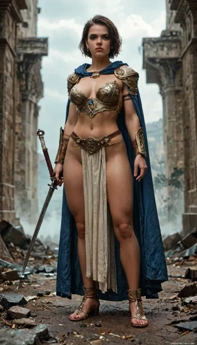 8k, score_9, score_8_up, score_7_up, Cinematic still the viewer looks down at a submissive girl, FILM PHOTOGRAPHY STYLE, cinematic photography of a woman, professional portrait photo realism, realistic Jill Valentine as a Dungeons and Dragons paladin in battle, fierce and determined, large breasts, wearing gold plate armor glowing with divine light, engraved with holy runes, long cape flowing behind her, wielding a radiant longsword raised high, standing in a battlefield with storm clouds and beams of sunlight piercing through, aura of holy power radiating outward, cinematic photorealism, ultra-detailed, masterpiece, best quality, full body view, <lora:detailed_notrigger:2>, <lora:add-detail-xl:.8>, <lora:LCMTurboMix_Euler_A_fix:.8>, <lora:style_lora_realis:.8>