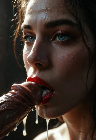 close up of red lipstick lips, sucking passionately, huge perfect hight detailed half erected penis after sex, dripping cum in backlight, texture, photorealistic, <lora:Picture_enhancer:.6>, <lora:Super_Eye_Detailer_By_Stable_Yogi_SDPD0:.3>, <lora:BUT_SDXL_SHS:.6>, <lora:DetailedEyes_V3:.3>, <lora:dark:.4>