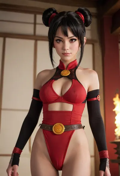 Sexuality Mai, that suko Prince, and ty lee characteristic of 1980s Hanna-Barbera Afternoon cartoons." C Avatar the last air bender, big ass breasts, breasts, legend of blindsided, g strinng, masive hips lips, stomach huge vulve nickelodeon animate, toon cartóon anime, lace lengerie Goty sneikes, training assholes, allá boody virgn sequences comic dialogues A original print and detailed portrait of Mai from Avatar, The Last Airbender, sugestive smile, Her facial expression is stoic, g string black lace, and bored, with her distinctive amber eyes and subtle but dark eye makeup. Her hairstyle is jet black, with straight, sharp bangs framing her face, and the rest of her hair is pulled back into a spiky, messy bun, gohty panty, He wears his traditional Fire Nation attire for combat, a black/dark red outer kimone/tunic with a high, geisha Styles, pussy vulve Open and crimson trim, layered over a red undergarment. Parts of his throwing knives and daggers are seen hidden in his clothing and belt. The style should be high digital illustration, so, sharp focus
stoic, unstoppable, amber eyes, (for expression and hardy Bad face), sharp bangs, pointed bun, (for hairstyle), Fire Nation outfit, black/gray jacket, throwing knives, (for clothing and accessories), close-up, hyper-realistic, detailed illustration, kunais knife arms bright neon iluminated, <lora:nai3animation_v2.6.1-000100:.8>, anime, screencap, <lora:animescreencap_xl:.8>, bikini, underwear, Lace, <lora:Bikini_02_lora:.8>