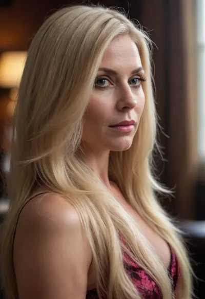 40 year old blonde milf, extremely long hair, extremely thick hair