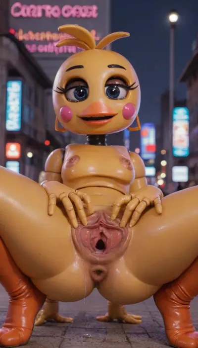 ((very detailed image, 4k image, Night city park, (very detailed Night city park), Sunset in the background, Toy Chica, Toy Chica from five nights at Freddy's 2, (Five nights at Freddy's game series), ((Animatronic)), ((Sexy animatronic)), (Full sized animatronic body), (Toy Chica animatronic appearance), (Toy Chica face), (toy Chica animatronic body), (Toy Chica black animatronic eyes), 18 years old, Beautiful athletic body, fit body, big thighs, completely nude, big boobs, big ass, looking at viewer)), 20 year old girl, best quality, photorealism, masterpiece, chested, Ultra detailed RAW color photography, highly detailed, high level of detail, (skinny:1.5), small waist, small hips, tiny ass, round tits, (((perfect fingers))), ((hyper gaping pussy, hyper gaping vagina, maigre, musclé, seins visibles, pussy visibles, big clitoris visibles, seins nus, HDR pussy, hyper spread pussy, squat, hyper pussy juice dripping)), photorealistic, hi-detaild, 8k, pussy dripping, pussy dripping semen, (spread pussy:1.5), hi-detailed pussy, perfect pussy