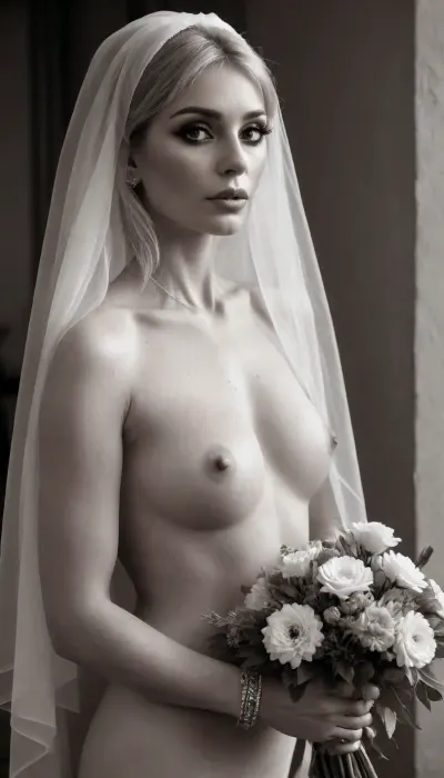 19th century vintage, (nude:1.7), mature Polish Milf, 60yo, granny, posing like a model, showing hairy armpit, (veil:1.9), heavy wrinkles, rich house, rich bedroom, posing, near the window, (monochrome:1.6), victorian photography, skinny MILF, Deanna Troi face, squared face, long face, prominent nose, light eyes, view from behind, very straight long hair, veiled hair and part of body, very blond hair, countess, (holding a rich flower bouquet in hands:1.9), long rich veil on head, real Diva, Light Blonde, burlesque diva, snub nose, long chin, austere, seductive, sensual, small tits, very intense look, slender MILF, long pearl necklace, pearl bracelet, 59yo, well defined body, showing armpits, showing curves, untrimmed hairy pussy, long legs, monochrome squeezing tits, 58 years old, seductive look, outdoor, on ancient balcony on a seaside, in autumn, arched back, slender ass, Venus dimples, full body view, transparent veil along her body, gold necklace, gold bracelets, veined hands, long nails, high arches, veins on feet, teasing feet, high heels stiletto mules, black and white, sepia, full body view from head to toe, wrinkles on face, high cheekbones, skully face, long arched face, (light eyes:1.6), long nose, wide nose, wide chin, wrinkles, freckles, blemishes, seducing pose, dissimulating indifference, from behind, one hand caress wall as if it was a giant cock, asymmetric pose showing hip curve, smoking a cigarette, intense look, look afar, smoking, smoke, coming, out, of, the, mouth, <lora:Smoking_Babes_XL_V2:.8>