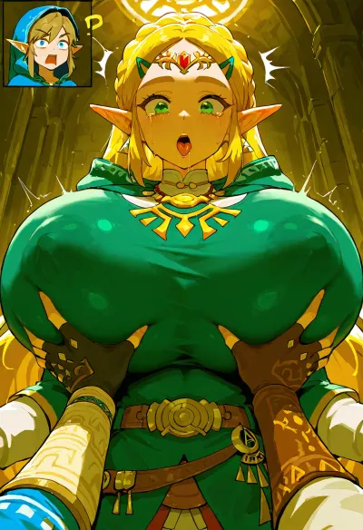 Link groping zelda ginat grpwing bobs from behind in a ruined castle.

Surprised face, orgasm face, venus bimbo body, enormous growing boobs, giant fake milky boobs, extreme boob growth, crying, drooling, groping boobs.

Looking down POV, closeup view, hd

princess_zelda_aiwaifu, aiwaifu, ornament, bangs, green, eyes, parted, sidelocks, hood, thick, eyebrows, jewelry, belt, large, breasts, aazelda, short, hair, crown, braid, hairclip, pointy, ears, brown, blue, shirt, puffy, sleeves, long, fingerless, gloves, black, pants, tight, gb, Breast, Expansion, BETaut, BETorn, BECovered, BEsequence, tongue, out, ahegao, drool, Zelda, totklink, 1boy, zonai, dress, single, bare, shoulder, <lora:InflationXL:1>, <lora:princess_zelda_xl_v2:1.2>, <lora:aniv3de:.8>, <lora:xl_totkl:1>