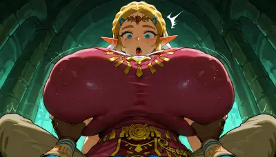 Link groping zelda ginat grpwing bobs from behind in a ruined castle.

Surprised face, orgasm face, venus bimbo body, enormous growing boobs, giant fake milky boobs, extreme boob growth, crying, drooling, groping boobs.

Looking down POV, closeup view, hd

princess_zelda_aiwaifu, aiwaifu, ornament, bangs, green, eyes, parted, sidelocks, hood, thick, eyebrows, jewelry, belt, large, breasts, aazelda, short, hair, crown, braid, hairclip, pointy, ears, brown, blue, shirt, puffy, sleeves, long, fingerless, gloves, black, pants, tight, gb, Breast, Expansion, BETaut, BETorn, BECovered, BEsequence, tongue, out, ahegao, drool, Zelda, totklink, 1boy, zonai, dress, single, bare, shoulder, <lora:InflationXL:1>, <lora:princess_zelda_xl_v2:1.2>, <lora:aniv3de:.8>, <lora:xl_totkl:1>