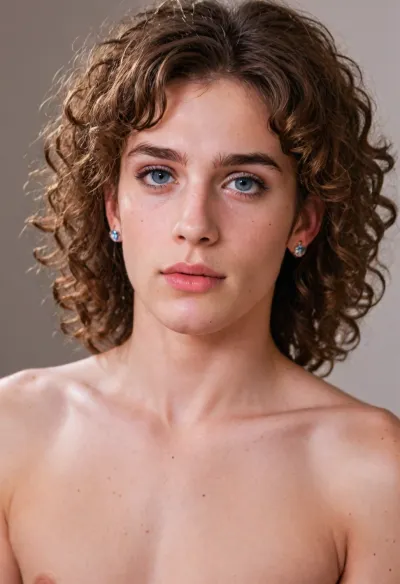 Feminine androgynous man with curly hair, makeup, Perfect, Eyes, Detailed, skin, Skin, blemish, <lora:FLUX_Polyhedron_all_Kohya_ss-000001:.8>, aidmaRealisticPeoplePhotograph, <lora:aidmaRealisticPeoplePhotograph-FLUX-V0.2:.8>