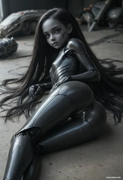 carbon android, mechA GIRL, carbon fiber body, carbon face, skinny, thigh gap, carbon pussy, very long metallic hair, thick hair, (cute:1.5), (young:1.5), lying on side, ass next to pov, alone, cum dripping pussy, cf_style, <lora:Carbon_Fiber_Style_World_Morph_SDXL_-_Snoodler_-_V2.0:.8>, ral-carbonfiber, <lora:ral-carbonfiber-sdxl:.8>, robot, transformation, robotization, <lora:RoboTF:.8>