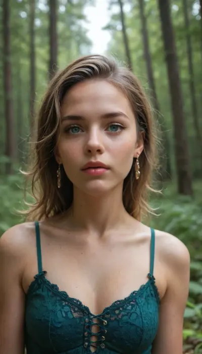 dreamy moe girl, floating hair, glowing aura, fantasy forest, ethereal, 8k detailed