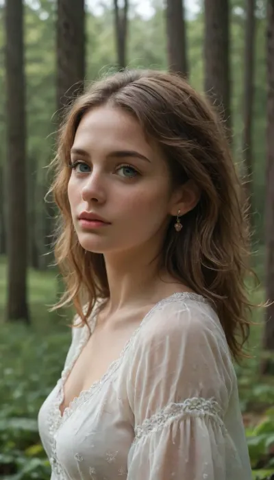 dreamy moe girl, floating hair, glowing aura, fantasy forest, ethereal, 8k detailed