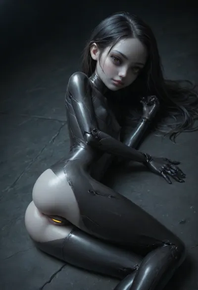 carbon android, mechA GIRL, carbon fiber body, carbon face, skinny, thigh gap, carbon pussy, carbon fiber ass, very long metallic hair, thick hair, (cute:1.5), (young:1.5), a lot of glowing lines on body, lying on side, ass next to pov, alone, cum dripping pussy, cf_style, <lora:Carbon_Fiber_Style_World_Morph_SDXL_-_Snoodler_-_V2.0:.8>, ral-carbonfiber, <lora:ral-carbonfiber-sdxl:.8>, electalien, artstyle, <lora:Electric Alien - Trigger is ElectAlien Artstyle:.8>, zavy-hrglw, <lora:zavy-hrglw-sdxl:.8>
