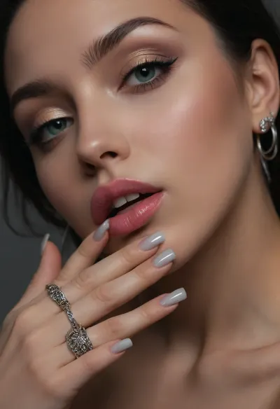 ((2 females:1.3)), (((lots of silver jewelry:1.8))), (((she wear lots of very detailed silver rings in every finger:1.9))), (perfect slutty manicured very long polish nails:1.9), ((neck silver rings:1.5)), ((silver bracelet:1.4)), perfect skin, lusty face, horny, ((((Huge cum flowing from luscious lips:1.6)))), (((cock head in lips))), bright teal eyes, female is holding huge black penis with her hands, ((huge cumshots:1.1)), (hoop earrings:1.2), (natural lips gloss:1.5), ((semen flowing from penis)), blushing, (long black hair:1.1), blush, attractive face, young beautiful girl, (tan skin:.5), flat chest, (detail very large nipple:1), lean body, Hinata waist, exposed breasts, dark teal gradient background, hdr, photographic, ultra realistic, anatomically correct, ultra high details, looking at viewer, dynamic pose, side view, best quality, ultra-detailed, masterpiece, finely detail, highres, 8k wallpaper, intricate, highly detailed, insanely detailed, best lighting, perfect illumination, (best illumination), (best shadow, best shadows), ((ultra-detailed)), (intricate details:1.1), professional photography, photo-realism, award winning photography, dslr, hyperrealistic, 35 mm, (Fujifilm XT3, analog style, professional DSLR photo, film grain:.8), 8k high definition, Great Composition, highly complex, (intricate detail:1.2), Ensure ultra-high-detail, photorealism, and crystal clear 32k resolution for a true masterpiece, hdri light, realistic lighting, ultra high resolution, clear focus, depth of field, 32k, 30 mm lens, 1/250 s, f/2.8, ISO 300, UHD 8K, high resolution face, perfect anatomic body, extremely beautiful face, (interracial:1.3), thick long black cock, (((detail full length giant black swolen thick very long cock reaches female lips))), colossal long dick, very horny expression, black lace stockings, slutty heels, wide eyes, oral cream pie, swollen black veiny cock, proper physics, proper anatomy, eyes closed, (ultra, HD, quality, details), (green eyes)