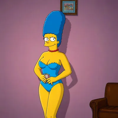 (Marge Simpso from the TV series "The Simpsons"), 80's animation, (animated drawings like Marge simpson), (((simpsons drawing style))), underwear, hfmarge, the, simpsons, blue hair, Simpstyle, <lora:hfmarge114:2>, <lora:SDXL-Simpstyle-Lora-v2-r16:1.6>