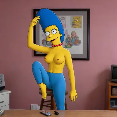 (Marge Simpson from the TV series "The Simpsons"), 80's animation, (animated drawings like marge simpson), in porm pose, (((simpsons drawing style))), naked, Simpstyle, <lora:SDXL-Simpstyle-Lora-v2-r16:1.6>