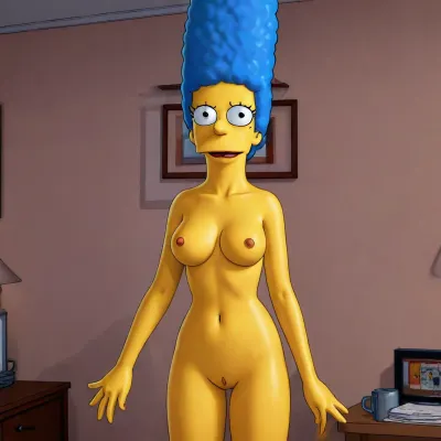 (Marge Simpso from the TV series "The Simpsons"), 80's animation, (animated drawings like Marge simpson), (((simpsons drawing style))), full nude, hfmarge, the, simpsons, blue hair, Simpstyle, <lora:hfmarge114:2>, <lora:SDXL-Simpstyle-Lora-v2-r16:1.6>