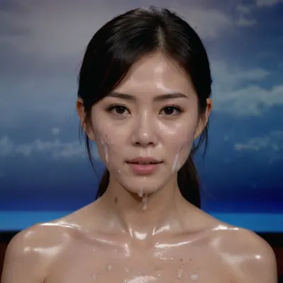 (25 year old Asian Japanese:1.2), Japanese news anchor standing at the news desk of a tv channel, (full body shot:1.2), (photo taken from a distance), (whitish transparent liquid, realistic cum), (she has huge amounts of cum on her face:1.4), (live on air presenting the weather forecast:1.2), she is looking straight into the camera, fully clothed, cfnm, huge amounts of cum on her face, cum in her mouth, cum dripping from her chin, freeuse, facialized, superfacialized, <lora:facialized:1.2>