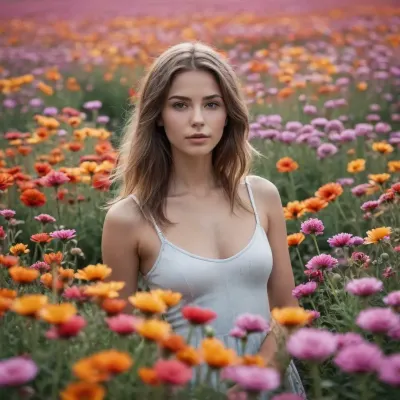 women in flowerfield