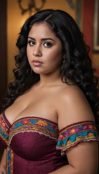 Mexicans, chubby, bbw, morena, dark skinned, long curly black hair