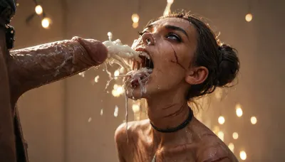 (cum explosion from nose:1.64), (cum explosion from mouth:1.85), random sex scene, rapefantasy, Rating_explicit, (score_9, score_8_up, score_7_up, source_bdsmrape:1.4), close up, detailed and infocus face, masterpiece, (perfect lighting:1.4), (skinny:1.4), (ultra detailed face:1.4), (ultra high detailed outfit:1.4), 8k, (high resolution:1.4), (huge dick:2.8), (whip marks:1.5), (whipped tits:1.6), ring gag, (open mouth gag:1.55), (irrumatio:1.6), professional photograph shot on kodak, 35mm photo, sharp focus, high budget, cinemascope, 100 mm lens, 1/250 s, f/2.8, ISO 300, ((((ar1ast4rk)), woman, her, hair, is, brown, and, slicked, back, she, wearing, season8, outfit, with, coat, medium, length, a, dark, assassin, dress, styled, in, double, bun, braavosi, attire, leather, armor, smiling, standing, arms, full front view, make-up)), <lora:ar1ast4rk woman sdxl:2>, <lora:detailed_notrigger:2>, <lora:LCMTurboMix_Euler_A_fix:2>, <lora:JuggerCineXL2:2>, <lora:[XL]focus:2>