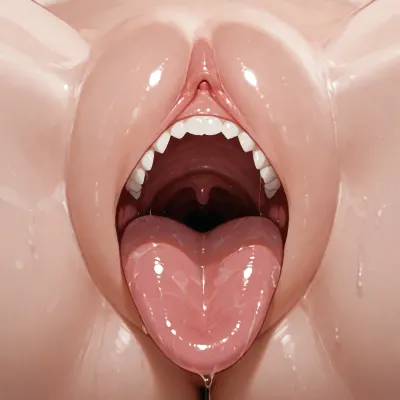 pussy mouth, A mouth-shaped vagina, A mouth shaped like a vagina, detailed tongue, detailed teeth