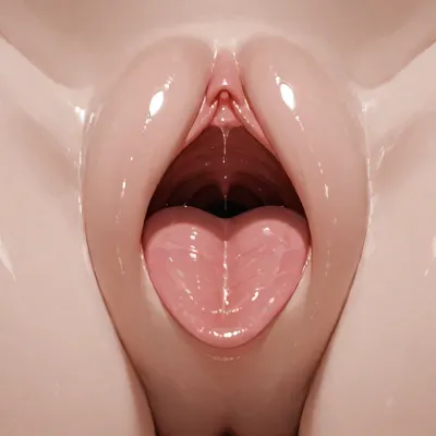 girls face, robotic mouth, (pussy mouth, A mouth shaped like a vagina)