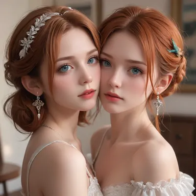 woman, (beautiful Lady at ball), ginger hair, intricate ginger hair style with feather ornament, symmetrical features, fantastic, whimsical, white intricate lace victorian silk and lace underwear, opulent ballroom background, high details on face, Vibrant, 32k, Highly Detailed, Dynamic Pose, Intricate Motifs, Organic Tracery, Perfect Composition, Digital Painting, Artstation, Smooth, Sharp Focus, Illustration, hyperdetailed, greg rutkowski, Laura sava, realistic, Hyperrealism