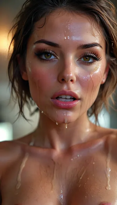 neonpunk style, 30 yo woman, Close up, cum covered, ((cum dripping off face and on chezt)), Stunning 30 year old woman, satin dress, .dark hair, dark tan, Erotic, sexy Seductive. beauty, but, woman, cum, on, face, <lora:attractive_notrigger:.6>, <lora:BUT_SDXL_SHS:.6>, <lora:RMSDXL_Darkness_Cinema:.6>, <lora:Vivid Midjourney mimic - XL SDXL v2.0:.5>, <lora:JustCum:1.1>