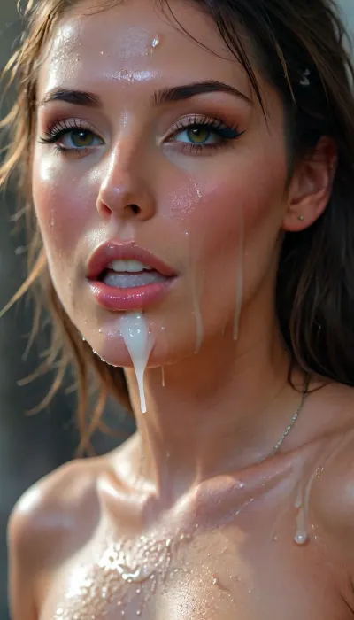 neonpunk style, 30 yo woman, Close up, cum covered, ((thick white cum dripping off face and on chezt)), Stunning 30 year old woman, satin dress, .dark hair, dark tan, Erotic, sexy Seductive. beauty, but, woman, cum, on, face, <lora:attractive_notrigger:.6>, <lora:BUT_SDXL_SHS:.6>, <lora:RMSDXL_Darkness_Cinema:.6>, <lora:Vivid Midjourney mimic - XL SDXL v2.0:1.3>, <lora:JustCum:1.7>