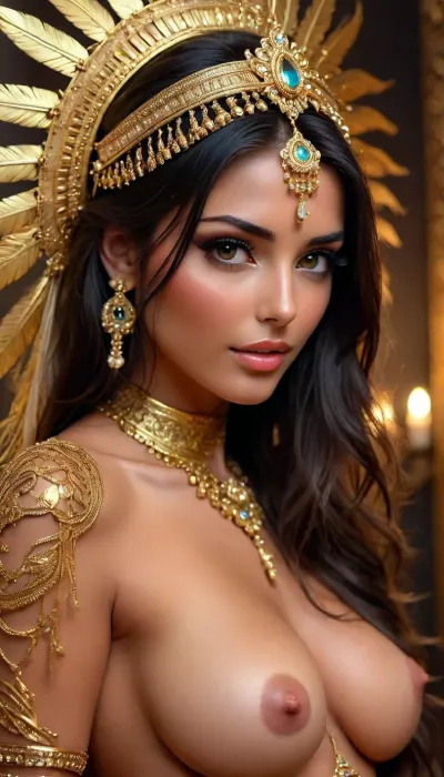 neonpunk style, Indian bride seductress, side view, (close up), (((sexy, sensual, elegant gold head dress and jewellery))), seductress, (30 yo cum covered beautiful dark haired indian woman), (wearing black and gold traditional wedding satin dress), (She is giving a titjob), slim body, dark eyes, very long hair, looking at the viewer, dark lighting, candle light, eye contact, she is going to fuck you next, 34c breasts, (covered natural breasts), cum on tits and face, lots of cum, (horny look, excited, orgasm, moaning:1.2), (ejaculation:1.3), titjob, blowjobtitjob, <lora:attractive_notrigger:1.9>, <lora:BUT_SDXL_SHS:.9>, <lora:Vivid Midjourney mimic - XL SDXL v2.0:2>, <lora:add-detail-xl:1>, <lora:sunnyrayyxo_v1_SDXLBase:.5>