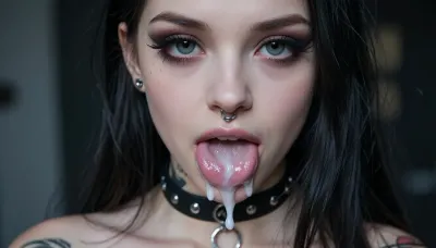 Goth Mädchen überlaufen mit cum in kalt kodak Licht