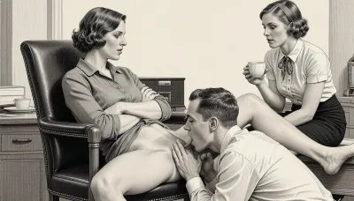 1920er Jahre Bürointimität: eine satirische Bleistiftskizze von Macht, Wunsch und Formalität