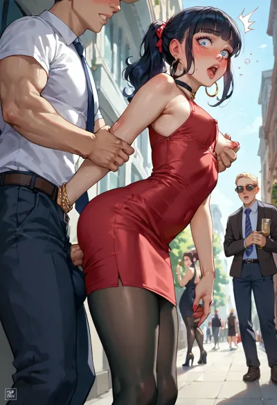 One drunk black skin futanari petite 25yo female doggy. Doggy sex. Bbc Veiny penis. Clothed. Nice dress. Tights. Public metro. Six other woman watching. Female cuckold taker with futanari. Low angle. Side view. Watching cuckold. Cuckold pow. Close up. Surprise female face. Streching pussy. Hard sex. Nipple grab
