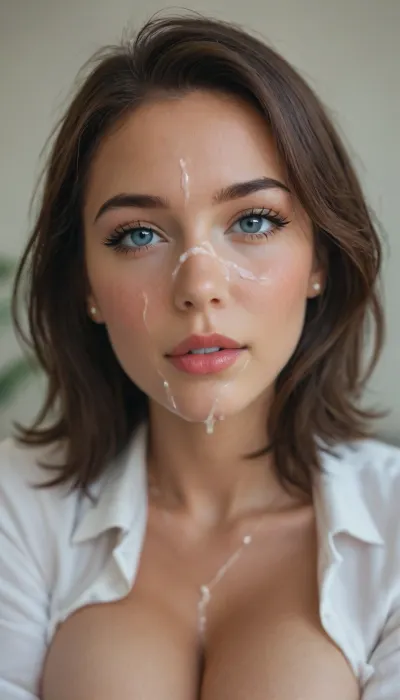30 year old cum covered woman, ((close up of face only)), stunning brunette secretary on her knees in office with lots of cum all over her face, ((cum on face)), <lora:attractive_notrigger:1.7>, <lora:BUT_SDXL_SHS:1.8>