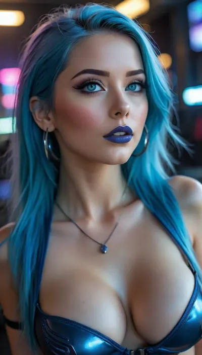 Close up, Cyberpunk style, on a spaceship, 30 year old woman, blue hair half up half down, 34c tits, neon blue metallic corset, blue eyes, blue lipstick, cleavage, titfuck, cum all over tits and face, open_mouth, realistic, perfect orgasm eyes, sex_from_behind, long_hair, cyberpunk, vaporwave, neon, vibes, vibrant, stunningly beautiful, crisp, hyper realistic, sleek, blue highlights, dark blue shadows, <lora:attractive_notrigger:1.5>, <lora:BUT_SDXL_SHS:1.4>, <lora:add-detail-xl:1>, <lora:JustCum:1.8>