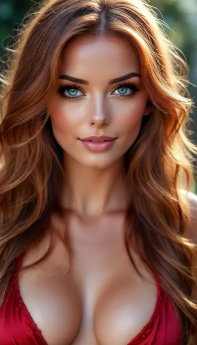 woman, extreme Close up, Portrait, beautiful french, instagram model, 25 years old, happy, perfect, slim e body. pulling down her black satin bra to reveal c cup breasts, long bright red tousled hair, hair half up half down, perfect face, eye contact, perfect eyes, gorgeous, sexy, sensual, seductive eyes and look, pulld, <lora:attractive_notrigger:1.7>, <lora:BUT_SDXL_SHS:2>, <lora:Vivid Midjourney mimic - XL SDXL v2.0:1.7>, <lora:add-detail-xl:1.6>