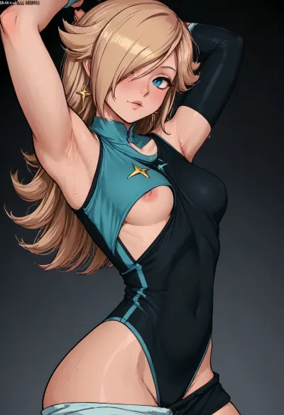 (Markgavatino meets Neocoill style), Cutesexyrobutts style, Cel-shaded, inked lineart, limited color palette, masterpiece, princess rosalina, sport outfit, (armpit fetish, armpit focus, (extremely detailed armpit:1.5), sweaty armpit), side view, <lora:mk_Bp Anime_xl:1.2>, <lora:lineartSDXL:2>, <lora:EnvyBeautyXL01:2>