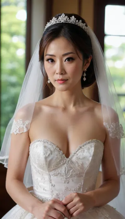 japanese atheltic milf in wedding dress