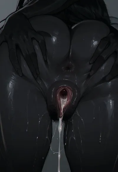 Alone africain girl, (black skin:1.8), with hand in her ass, (hairy pussy:1.3), pussy squirting, pussy cum, full 3/4 view, ratatatat74, <lora:ratatatat74-000050:.8>, <lora:MAYU SDXL:.8>