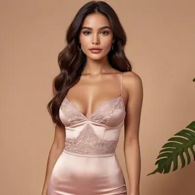 Ultra realistic adult woman, Brazilian/Latina appearance, fair skin with a lightly sun-kissed tone, curvy feminine body with an hourglass silhouette, defined waist, proportional hips, full bust, slim feminine arms, toned proportional legs. Delicate and harmonious face, oval face shape, dark almond-shaped eyes, thick well-defined eyebrows, small refined nose, medium/full natural pink lips, soft confident smile and feminine expression.

Shoulder-length dark brown to almost black hair, softly wavy, natural shine, side-parted, realistic hair strands and texture. Elegant subtle makeup with natural skin finish, soft blush, defined lashes, light eyeliner and soft pink nude lips.

Highly detailed realistic tattoos, left arm with floral ornamental sleeve tattoo including flowers and butterfly details, right upper arm with realistic spotted feline tattoo, (jaguar/leopard style), colorful floral tattoo on forearm, small script tattoos near collarbone/chest area.

Tight bodycon mini dress in vibrant lime-yellow / lime-green tone, high quality stretchy fabric, thin straps, feminine neckline with subtle draped and delicate lace-inspired details, fitted shape emphasizing natural curves, realistic fabric folds and tension, short length above the knees. Small white shoulder bag with silver metallic details and delicate minimalist necklace.

Hyper realistic fashion photography, editorial quality, cinematic soft lighting, realistic shadows, highly detailed skin texture with natural pores, realistic anatomy and proportions, ultra detailed hair strands, shallow depth of field, 50mm lens, HDR, 8K, photorealistic, premium Instagram aesthetic, masterpiece quality, soft lighting, realistic body proportions, natural skin texture, luxury fashion portrait, ultra detailed, lifelike.

Negative prompt, low quality, blurry, cartoon, CGI, plastic skin, overedited face, distorted anatomy, extra fingers, unrealistic body proportions, exaggerated features, bad hands, deformed face, wax skin, oversaturated, uncanny valley, low detail, artificial lighting, stretched body, duplicated limbs, poor tattoos, unrealistic fabric texture