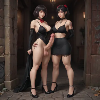 noelle from genshin impact and jeanne alter dross style 20 Snow White dominatrix muscular futanari bombshell with a huge veiny muscular horsedick, super hyper mega big breasts, masturbation, belly button piercing, abs, tan lines, MAKEUP, PIERCING, CURVY, GIANT BUTT, huge quads, huge back, huge calves, huge veiny muscles cover her body, amazing muscle tone, full body tatoo, high, heels, sexy, heel, 15, cm, A dark corrupted cottage in the woods, chains hanging from broken mirrors, bondage furniture and restraint tools scattered around, tight-fitting blue and red dominatrix dress with a poisoned collar, short black hair with a red bow, a cold sweet smile with dead doll-like eyes, a terrifying atmosphere of absolute fairytale domination, BadX, full, body, tattoo, futacock, <lora:High_Heels-000008:.8>, <lora:detailed_notrigger:.8>, <lora:FBT-000002:.8>, <lora:FutaCockXL:.8>