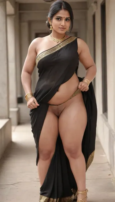Tamil anuty saree, (black and white), no makeup, high detailed light skin, high detailed face, gold necklaces, gold bracelet, gold chain, full size image, saree skirt lift pussy show, dark black pussy, bridal, saree, skirtlift, upskirt, vagina, out, rear, shot, front, flat, chest, big, breasts, huge, gigantic, small, hips, thighs, wide, thick, plump, belly, muscular, female, arms, extra, abs, Indian, Saree, Influencer, Model, <lora:bridal_saree:.1>, <lora:skirtlift_xl:.1>, <lora:upskirt:.1>, <lora:Venus_Body_Alpha:.1>, <lora:sdxl_vae:.1>