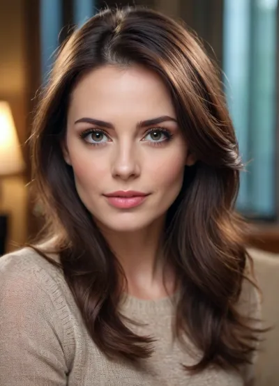 Brunette, very beautiful face, 35 year old